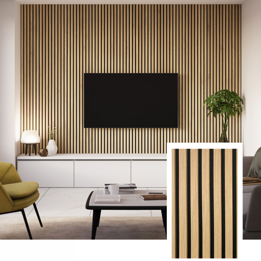 ZULIAN™ Acoustic Slat Panel — Smoked Oak (2.7m × 1.10m)