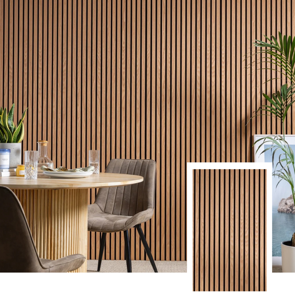 ZULIAN™ Acoustic Slat Panel — Smoked Oak (2.7m × 1.10m)