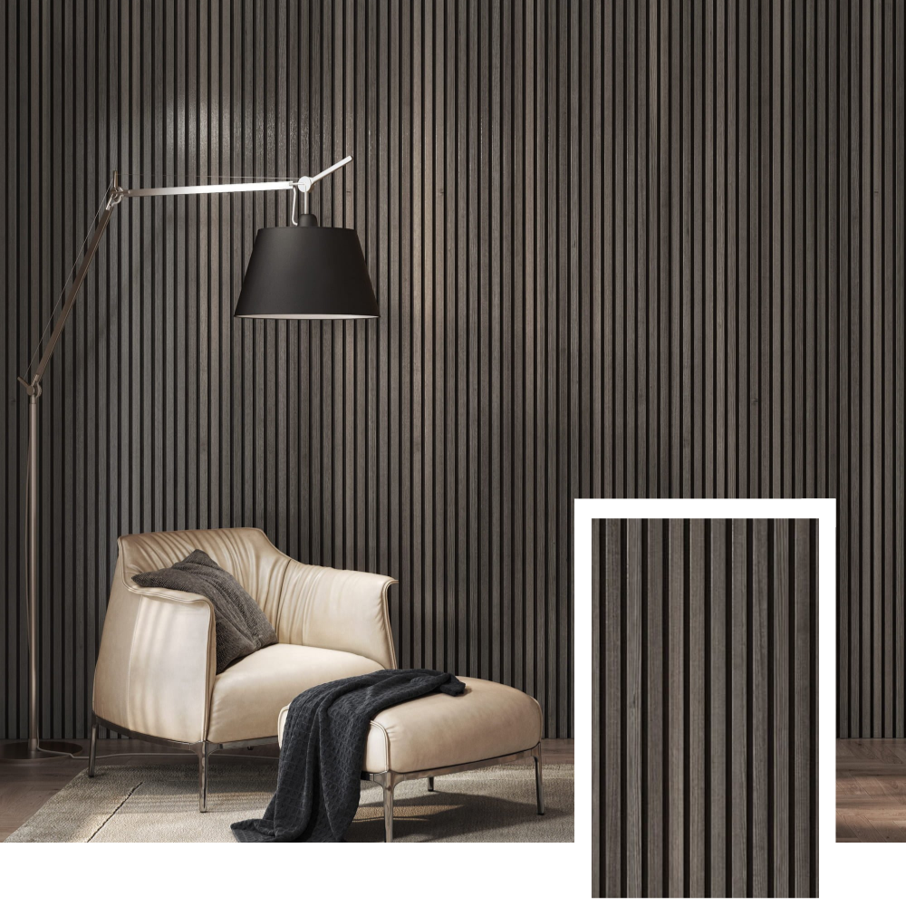 ZULIAN™ Acoustic Slat Panel — Smoked Oak (2.7m × 1.10m)